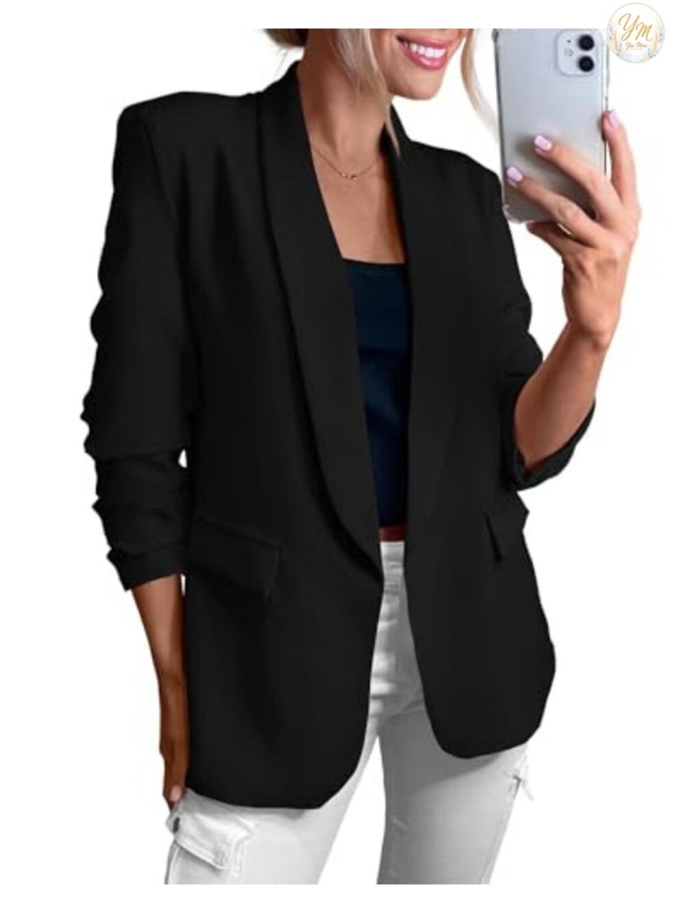 Women's Blazer Long Sleeve Shawl Collar Business Casual Lightweight Polyester